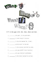 English Worksheet: Who - What - Where - When