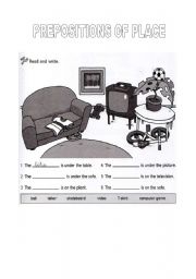 English Worksheet: Prepositions of place