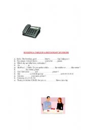 English Worksheet: booking a table