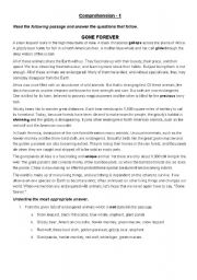 English Worksheet: Comprehesion and questions