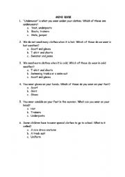English worksheet: Clothes-Mini Quiz