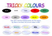 English Worksheet: TRICKY COLOURS
