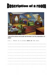 English Worksheet: Description of a bedroom
