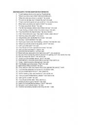 English Worksheet: rephrasing with reported speech