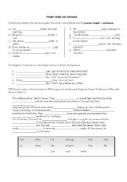 English Worksheet: Present continuous and present simple