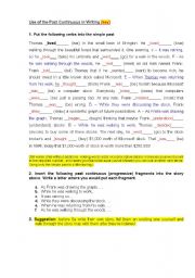 English Worksheet: Use of the Past Continuous in Writing (key)