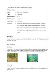 English worksheet: poem lesson plan