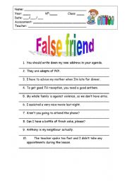 English Worksheet: False Friend