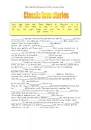 English Worksheet: Classic love stories