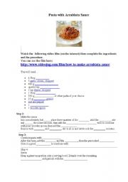 English Worksheet: Internet-Video lesson :How to make Arrabiata sauce?