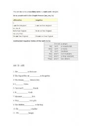 English Worksheet: verb to be exercise