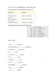 English worksheet: verb to be exercise