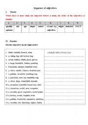 English Worksheet: Sequence of adjectives