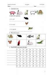 English Worksheet: Pets