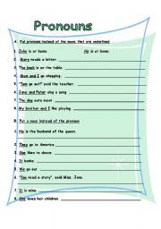 English Worksheet: Pronouns 1.08.08