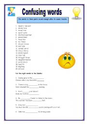 English Worksheet: Confusing words