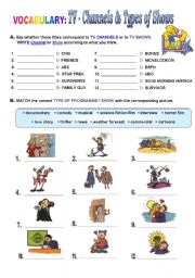 English Worksheet: TV channels & Types of Shows
