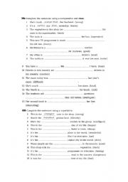 English Worksheet: comparative and superlative