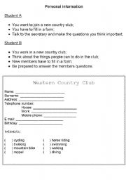 English worksheet: Personal information