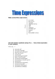 English Worksheet: Time Expressions Conversation Worksheet