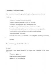 English Worksheet: Current Events