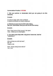 English worksheet: Conversation Class: FUTURE