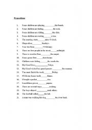 English worksheet: Prepositions