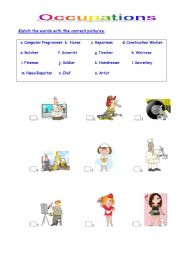 English Worksheet: Match the words with the correct pictures
