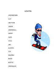 English worksheet: winter actiity