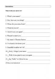 English Worksheet: Introductions exercises