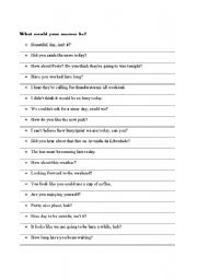 English Worksheet: Small talk