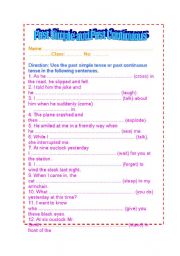 English Worksheet: Past Simple and Past Continuous