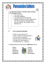 English Worksheet: Persuasive Letters