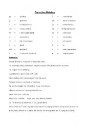 English Worksheet: Writing Error Correction Key