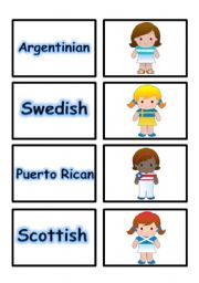  MATCHING GAME FLASHCARDS SET 2- NATIONALITY PART 1 OF 5 (02.08.08)