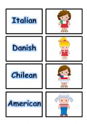  MATCHING GAME FLASHCARDS SET 2- NATIONALITY PART 2 OF 5 (02.08.08)