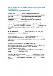 English Worksheet: Present simple, present continuous and simple past