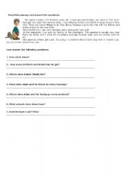 English worksheet: Readin text