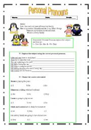 English Worksheet: Persona Pronouns