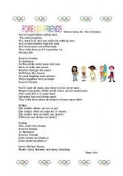 English Worksheet: THE OLYMPIC THEME SONG  Page One