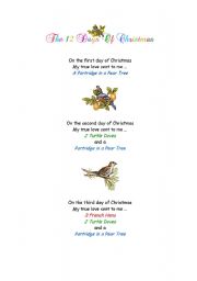 English Worksheet: The 12 days of Christmas