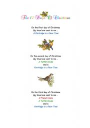 THE 12 DAYS OF CHRISTMAS - ESL worksheet by silvia.patti