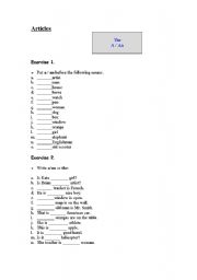 English Worksheet: A/an/the