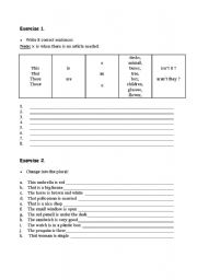 English Worksheet: sentences and plural