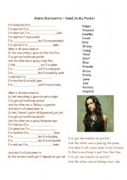 English Worksheet: Alanis Morissette  Hand In My Pocket