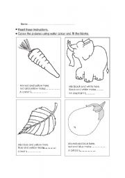 English worksheet: mixing colours