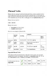 English worksheet: Phrasal Verbs