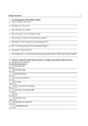 English worksheet: Reported speech exercises