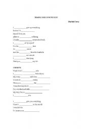 English worksheet: Song activity - Thank God I found you