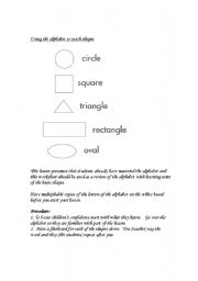 English Worksheet: Learning shapes through the alphabet